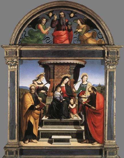 RAFFAELLO Sanzio Madonna and Child Enthroned with Saints oil painting picture